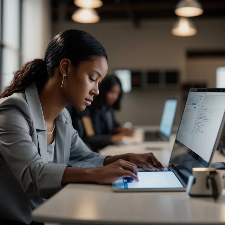 Estudiante practicando en computadora